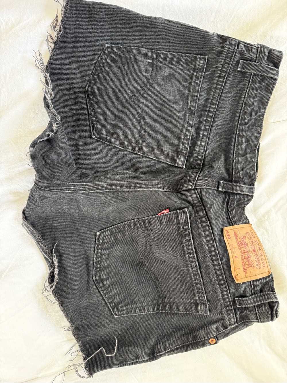Levi's Black Frayed Denim Cutoff Shorts